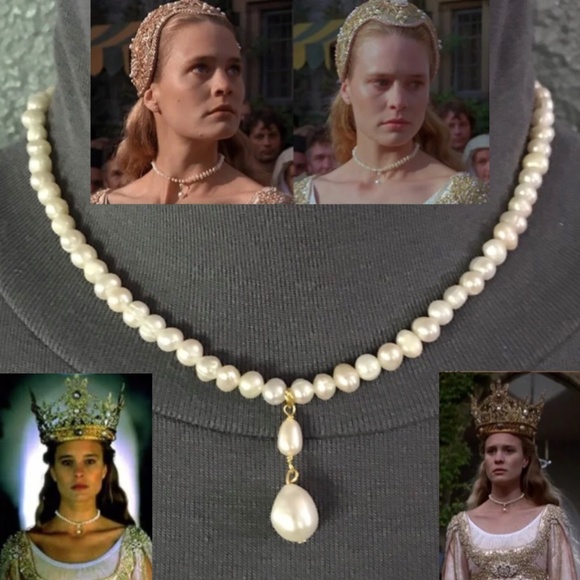 Hand Crafted Jewelry - The Princess Bride Buttercup Natural Pearl Drop Necklace, Handmade Replica